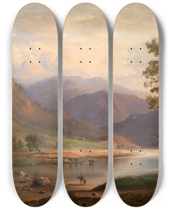 Triptych art skateboard deck of Robert S Duncanson Loch Long_1 by Robert S Duncanson (1821-1872)
