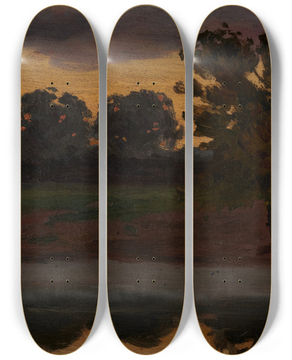 Triptych art skateboard deck of Jan Stanislawski Landscape_3 by Jan Stanislawski (1860-1907)