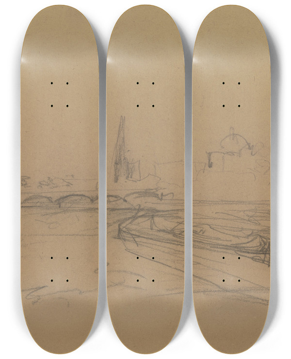 Triptych art skateboard deck of Bernhard Mannfeld Frankfurt Am Main by Bernhard Mannfeld