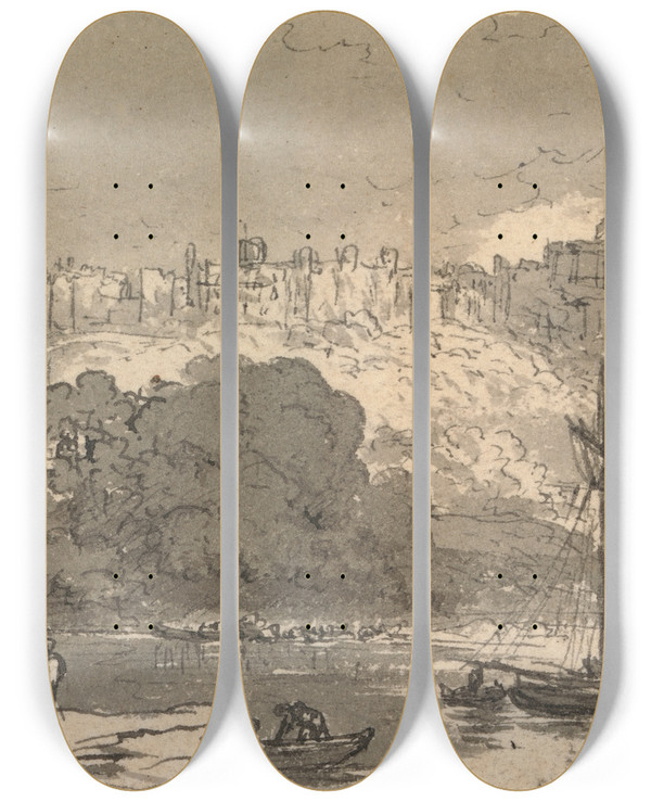 Triptych art skateboard deck of John Glover Windsor Castle by John Glover (1767-1849)