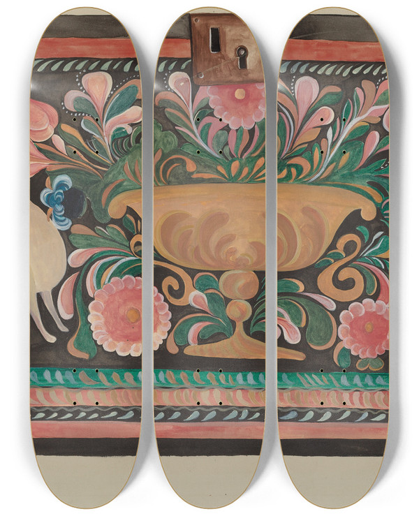 Triptych art skateboard deck of E Boyd Sp Col Chest by E Boyd (20-)