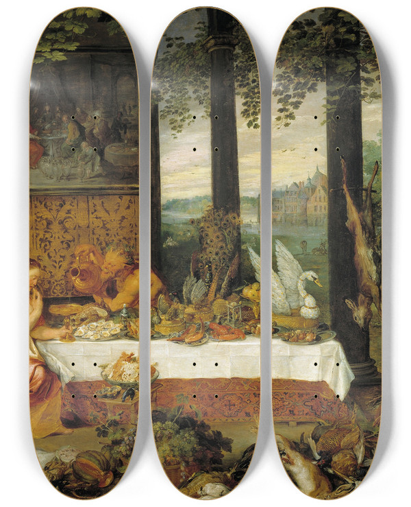 Triptych art skateboard deck of Peter Paul Rubens Taste by Peter Paul Rubens (1577-1640)