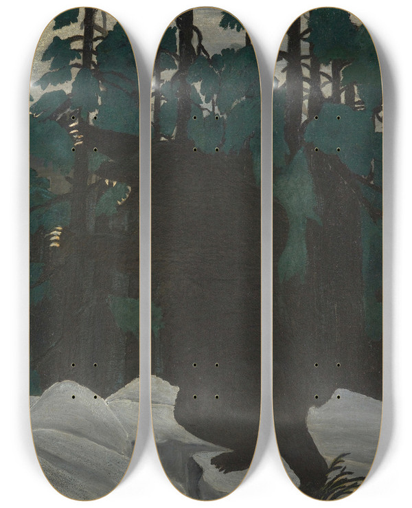 Triptych art skateboard deck of Horace Pippin The Blue Tiger by Horace Pippin (1888-1946)