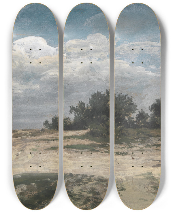 Triptych art skateboard deck of Patrick Nasmyth An Open Road by Patrick Nasmyth (1787-1831)