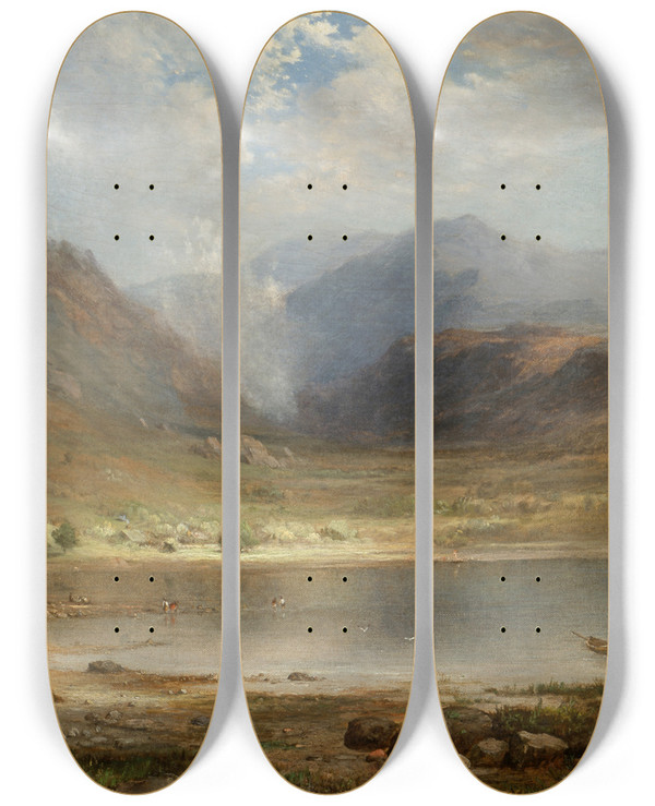 Triptych art skateboard deck of Robert S Duncanson Loch Long_2 by Robert S Duncanson (1821-1872)