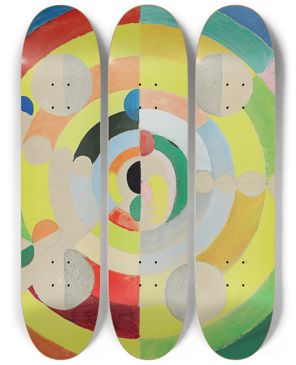 Triptych art skateboard deck of Robert Delaunay Discrelief by Robert Delaunay (1885-1941)