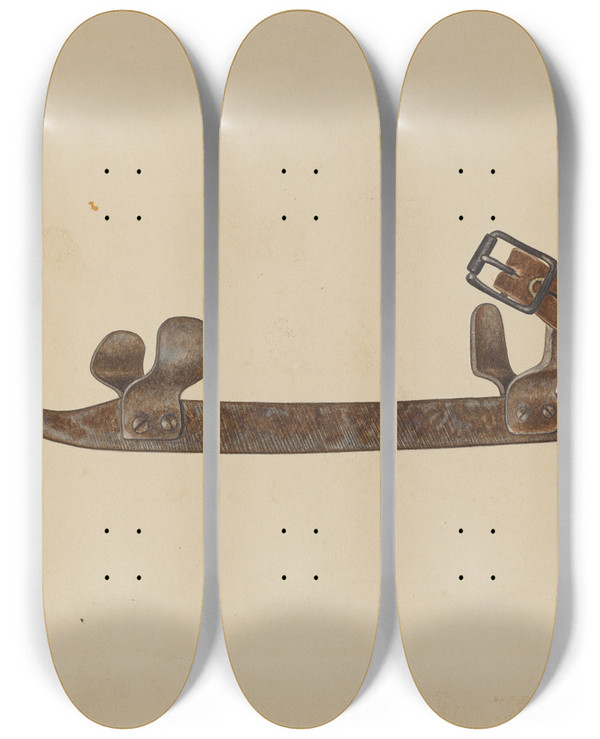 Triptych art skateboard deck of Sydney Roberts File Skates by Sydney Roberts