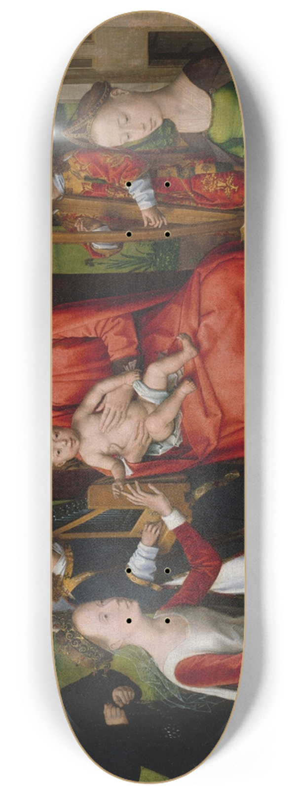Hans Memling - Virgin and Child with Saints Catherine of Alexandria and Barbara 8.25 inch art skate deck