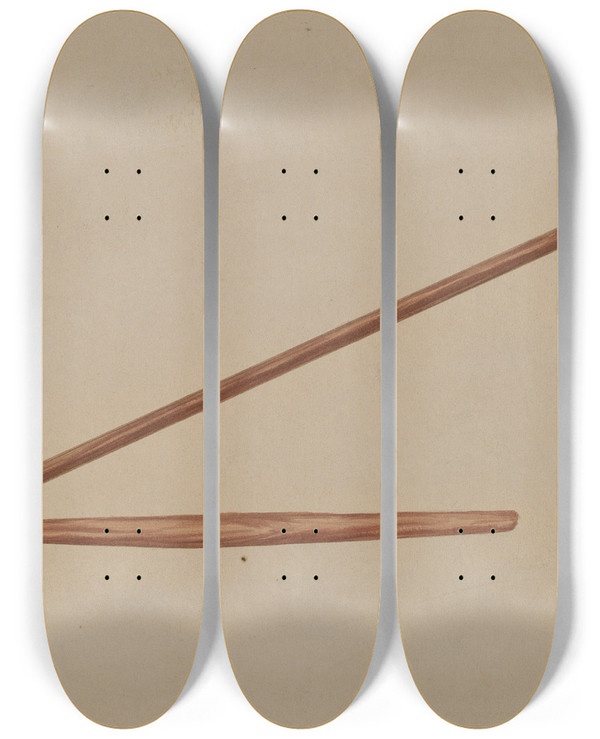 Triptych art skateboard deck of Frank Eiseman Flail by Frank Eiseman