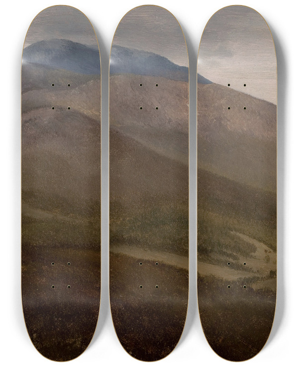 Triptych art skateboard deck of Albert Bierstadt White Mountains New Hampshire by Albert Bierstadt (1830-1902)
