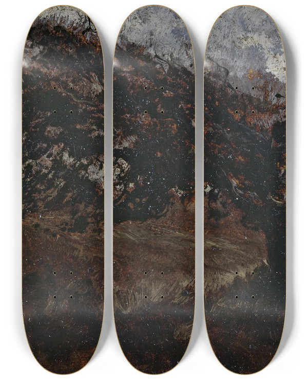 Triptych art skateboard deck of Flix Ziem Le Coup De Vent by Felix Ziem (1821-1911)