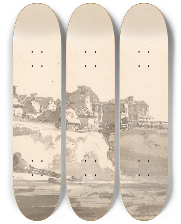 Triptych art skateboard deck of Thomas Girtin Near Ramsgate Kent by Thomas Girtin (1775-1802)