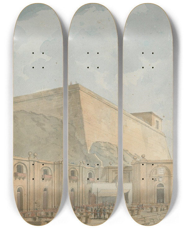 Triptych art skateboard deck of Willey Reveley Malta by Willey Reveley (1760-1799)