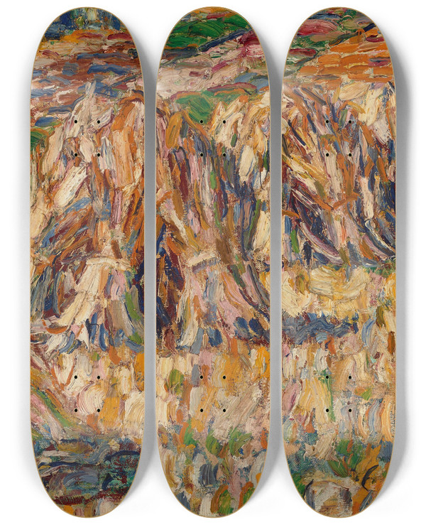 Triptych art skateboard deck of Christian Rohlfs Kornfeld by Christian Rohlfs (1849-1938)