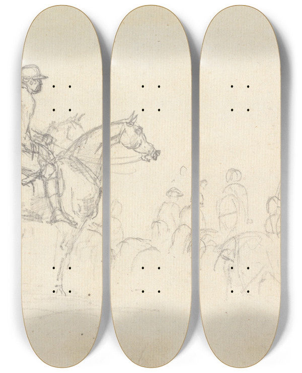 Triptych art skateboard deck of Sawrey Gilpin A Hunting Scene by Sawrey Gilpin (1733-1807)