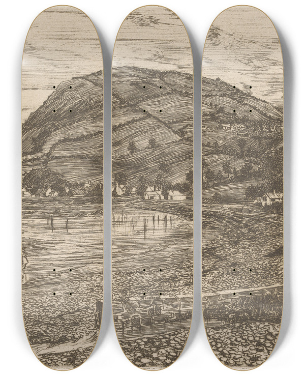 Triptych art skateboard deck of Edwin Edwards Minehead by Edwin Edwards