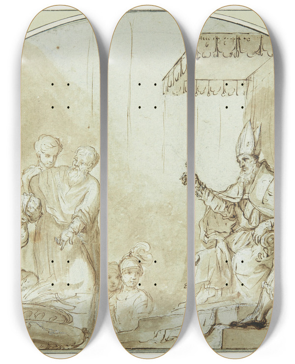 Triptych art skateboard deck of Domenico Cresti Martyrium by Domenico Cresti (1559-1638)