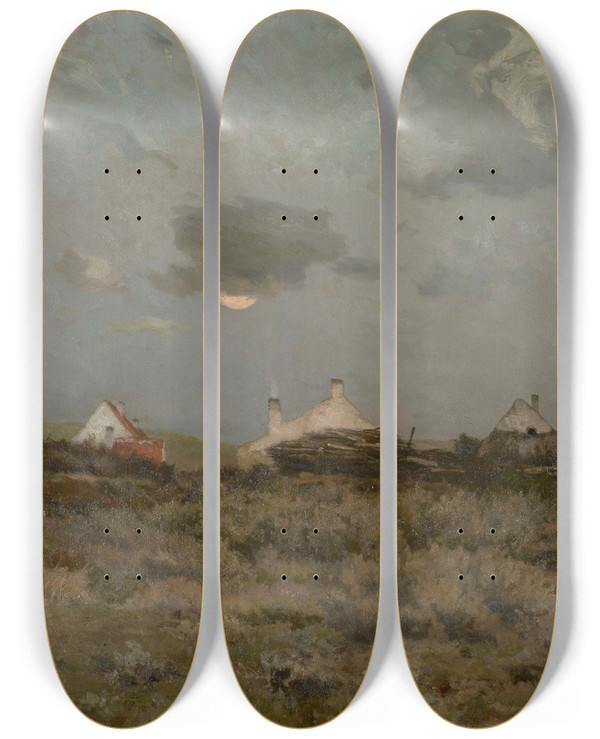 Triptych art skateboard deck of Jacques Rosseels De Duinen Van Het Zoute In Knokkeheist by Jacques Rosseels