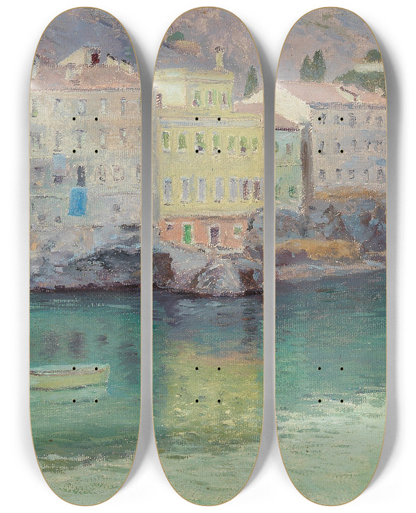 Triptych art skateboard deck of Karl Hofmann San Michele Am Gardasee by Karl Hofmann (1852-1926)