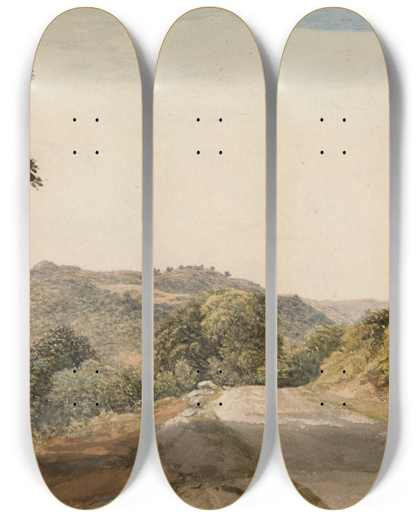 Triptych art skateboard deck of John Glover A Yorkshire Road by John Glover (1767-1849)