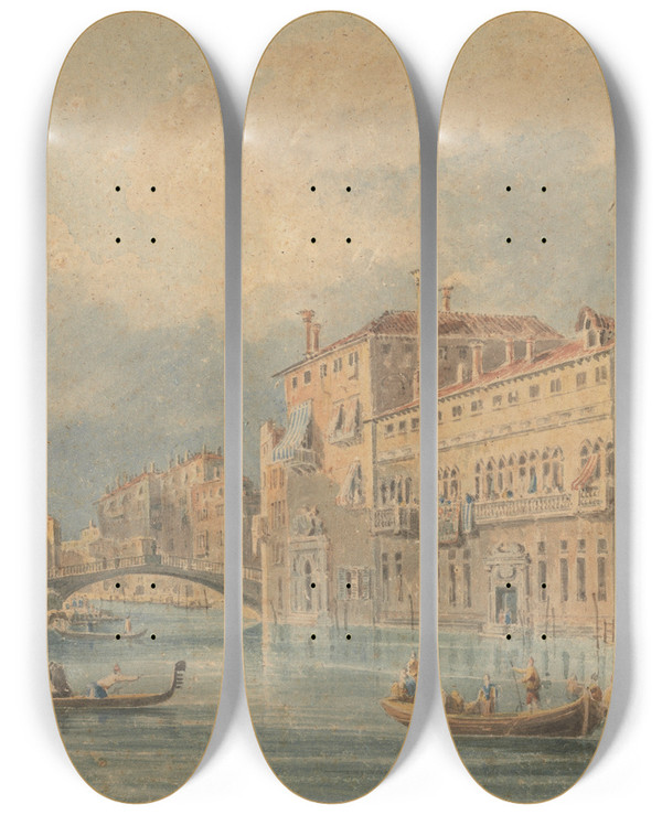 Triptych art skateboard deck of John Henderson Venetian Fantasy by John Henderson (1764-1843)