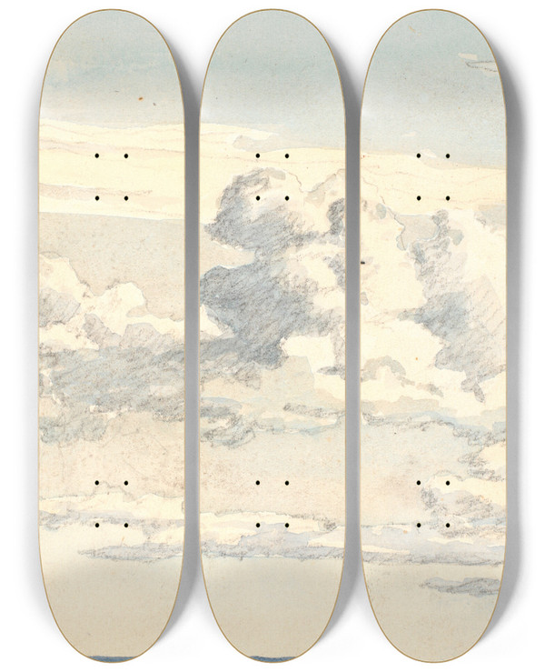 Triptych art skateboard deck of Martinus Rrbye Skystudie_2 by Martinus Rorbye (1803-1848)