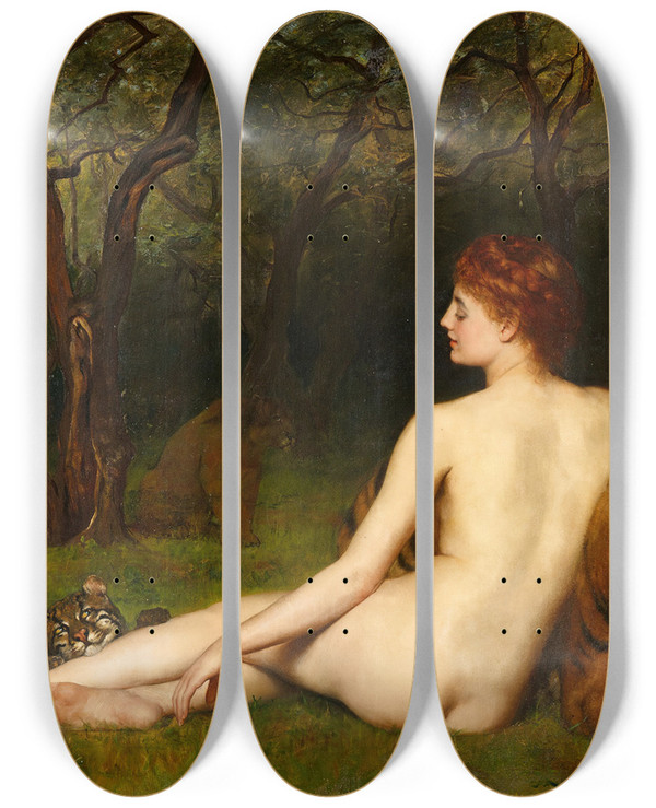 Triptych art skateboard deck of John Collier Circe by John Collier (1850-1934)
