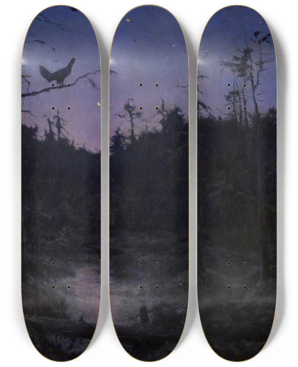 Triptych art skateboard deck of Henryk Weyssenhoff Mysterious Song by Henryk Weyssenhoff (1859-1922)