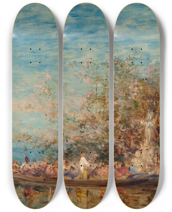 Triptych art skateboard deck of Flix Ziem Loffrande La Madone by Felix Ziem (1821-1911)