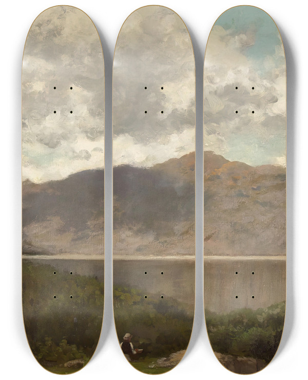 Triptych art skateboard deck of John Bunyan Bristol Summer Afternoon by John Bunyan Bristol (1826-1909)