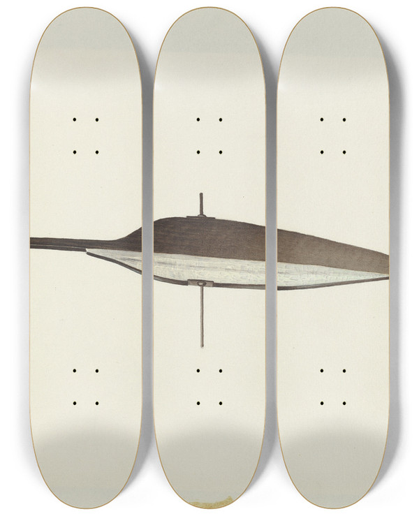 Triptych art skateboard deck of Robert Pohle Swordfish Weather Vane by Robert Pohle