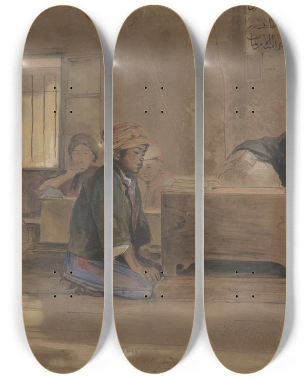 Triptych art skateboard deck of John Frederick Lewis Arab School by John Frederick Lewis (1805-1876)