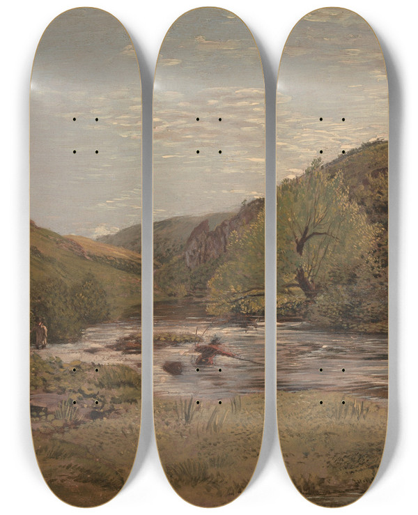 Triptych art skateboard deck of John Linnell In Dovedale_1 by John Linnell (1792-1882)