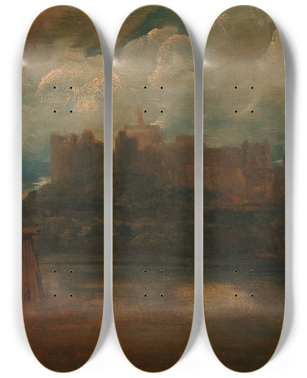 Triptych art skateboard deck of Peter Dewint Windsor Castle by Peter Dewint (1784-1849)