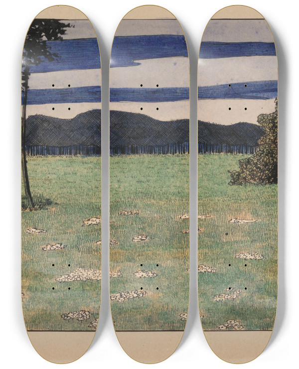Triptych art skateboard deck of Karel Collens Landscape_1 by Karel Collens (1869-1901)