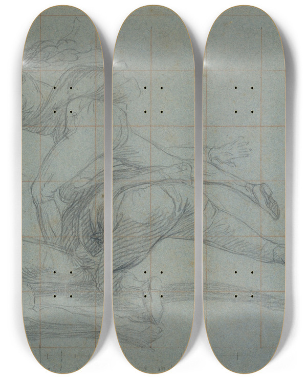 Triptych art skateboard deck of John Singleton Copley Study For The Siege Of Gibraltar Three Figures by John Singleton Copley (1738-1815)