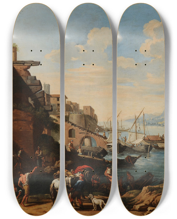 Triptych art skateboard deck of French School Paysage by French School (16-19-)