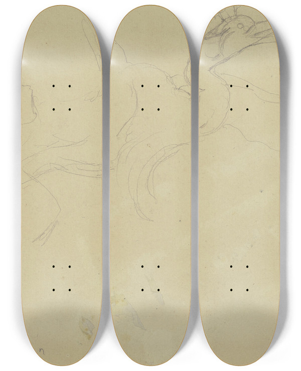 Triptych art skateboard deck of Hans Thoma Wonderbird by Hans Thoma (1839-1924)