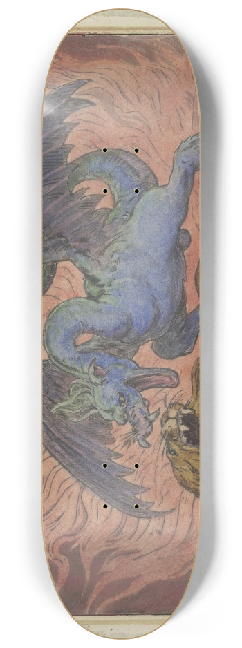Hans Thoma - Dragon and Lion 8.25 inch art skate deck