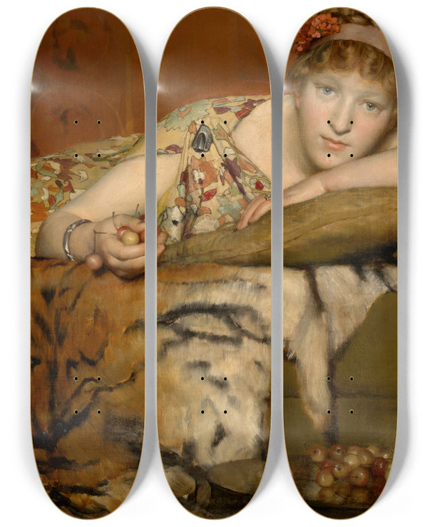 Triptych art skateboard deck of Lawrence Almatadema Cherries by Lawrence Alma-Tadema (1836-1912)