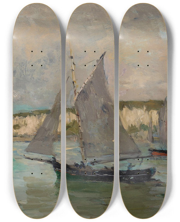 Triptych art skateboard deck of Albert Lebourg Dieppe by Albert Lebourg (1849-1928)
