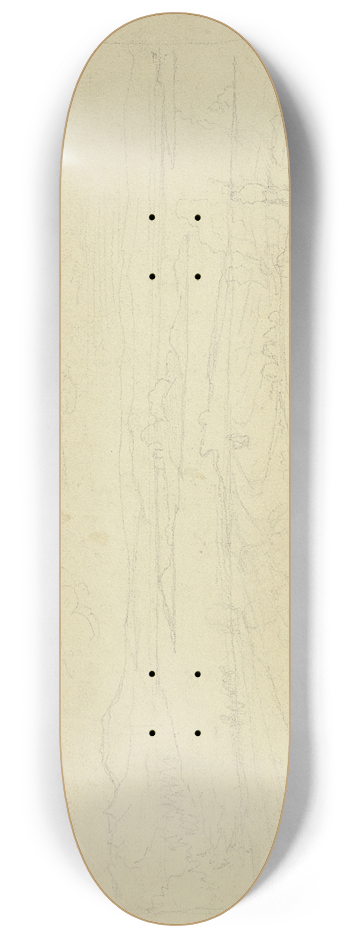 Hans Thoma - Landschaft, im Vordergrund Figuren, im Hintergrund ein See mit Insel 8.25 inch art skate deck