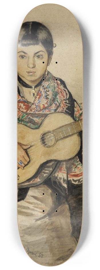 Hans Thoma - Neapolitan woman with guitar 8.25 inch art skate deck