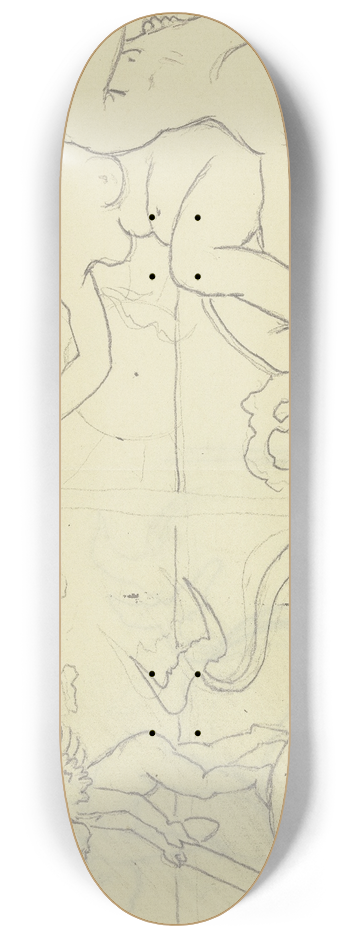 Hans Thoma - Putto auf Delphin, Tritonenpaar (Kachelentwrfe) 8.25 inch art skate deck