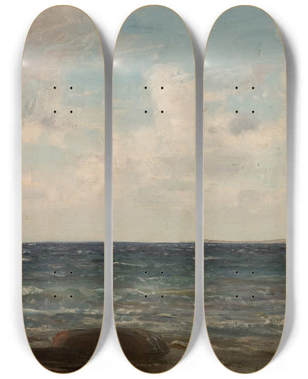 Triptych art skateboard deck of Amaldus Nielsen Frisk Sj Jren by Amaldus Nielsen (1838-1932)