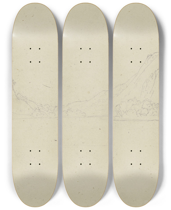 Triptych art skateboard deck of Hermann Blumenthal Sitzender Mnnlicher Akt_1 by Hermann Blumenthal (1905-1942)