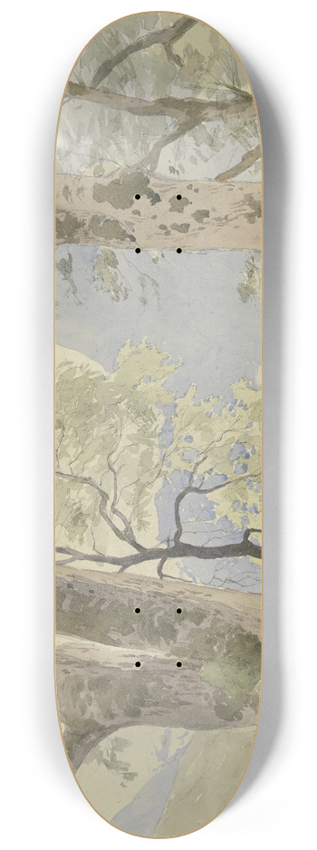 Hans Thoma - Schwarzwaldlandschaft; Blick vom Waldesrande auf die Berge 8.25 inch art skate deck