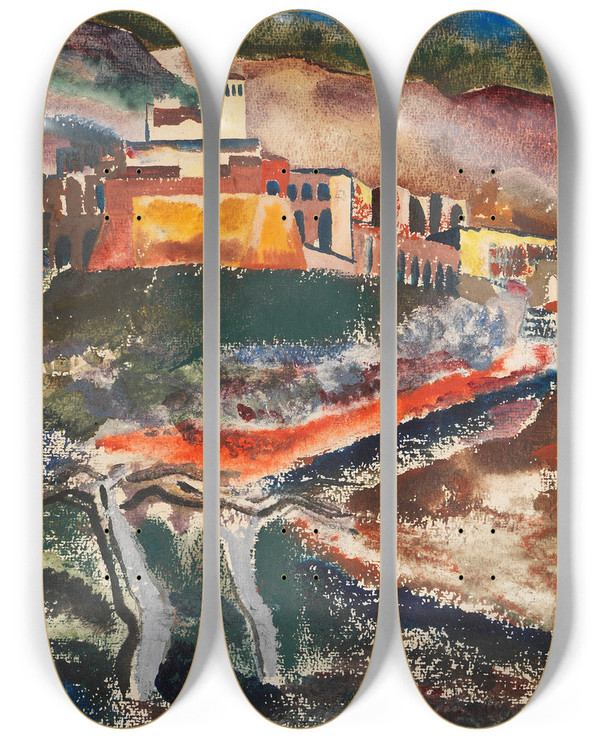 Triptych art skateboard deck of Josef Eberz Assisi by Josef Eberz (1880-1942)