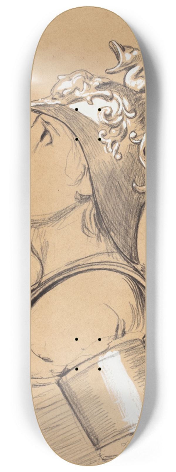 Hans Thoma - Valkyrie (Costume Study for Bayreuth) Head with Helmet 8.25 inch art skate deck