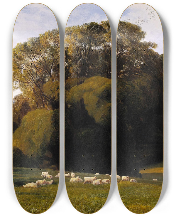 Triptych art skateboard deck of Edward Lear Nuneham by Edward Lear (1812-1888)